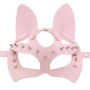 one pc new 5 colors allure leather party masquerade rivet sexy cat and rabbit ears mask (length:22cm)_Black_White_Rose Red_Pink