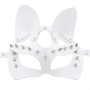 one pc new 5 colors allure leather party masquerade rivet sexy cat and rabbit ears mask (length:22cm)_Black_White