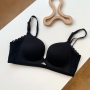 new 6 colors simple lace trim sling push up adjustment bra_Black