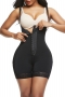 s-6xl new plus-size lace trim breasted sling high waist zip-up body shaper shorts_Black