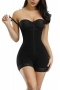 xs-6xl new 2 colors plus-size lace trim zip-up sling body shaping playsuit_Black