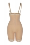xs-6xl new 2 colors plus-size lace trim zip-up sling body shaping playsuit_Black_Beige