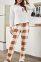 winter four colors flannel warm inelastic lattice two piece set pajamas_Black_Red_Orange