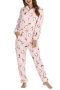 plus size christmas penguin flannel stretch hooded jumpsuit loungewear_Light Green_Pink