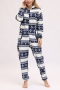 plus size christmas snowflakes batch printing flannel hooded jumpsuit loungewear_Black_Red_Dark Blue