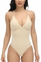 s-4xl plus-size sling stretch button bodysuit shapewear_Black_Beige