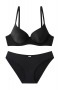 slight stretch 6 colors simple best sellers bra set(with soft underwire)_Black