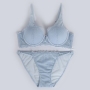 slight stretch 4 colors lace bra set(with soft underwire)_Black_Purple_Sky Blue