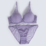 slight stretch 4 colors lace bra set(with soft underwire)_Black_Purple