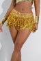 xs-xl slight stretch sequin tassel latin skirt stage costume(with underwear,no hand ring)_Black_Red_Gold