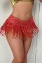 xs-xl slight stretch sequin tassel sexy stage costume(no hand ring)_Black_Red