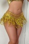 xs-xl slight stretch sequin tassel sexy stage costume(no hand ring)_Black_Red_Gold