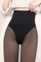 stretch velvet thick boned stirrup translucent tights(suitable for 80-130 catties)_Black