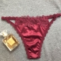 new 5 colors slight stretch satin lace sexy thong(size run small)_Black_White_Rose Red