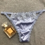 new 5 colors slight stretch satin lace sexy thong(size run small)_Black_White_Rose Red_Blue