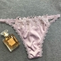 new 2 colors slight stretch satin lace sexy thong(size run small)_Pink