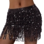 slight stretch 10 colors sequin tassel decor tied belly dance sexy skirt costume_Black