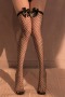 stretch fishing net bow stockings_Black