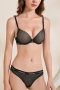 stretch letter bra set(with underwire)_Black_White_Beige