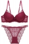 stretch deep v lace sexy bra set(with underwire)_Black_White_Rose Red