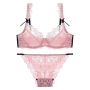 stretch best sellers lace bow sexy bra set(with underwire)_Black_White_Pink