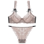 stretch best sellers lace bow sexy bra set(with underwire)_Black_White_Pink_Khaki