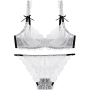 stretch best sellers lace bow sexy bra set(with underwire)_Black_White