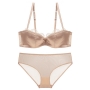 stretch mesh satin lace trim sexy bra set(with underwire)_Black_White_Red_Rose Red_Beige