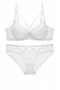stretch lace cutout breathable without sponge sexy bra set(with underwire)_Black_White