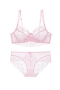 stretch mesh lace dainty bow ultra thin sexy bra set(with underwire)_Black_White_Sky Blue_Pink
