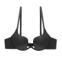 stretch deep v gathered u-shaped halter sexy bra (with underwire)_Black