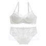stretch lace bow sexy bra set(with underwire)_Black_White