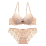 stretch lace dainty bow mini rhinestone decor cutout bra set(with underwire)_Black_White_Purple_Dark Green_Rose Red_Beige