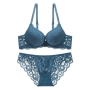 stretch lace dainty bow mini rhinestone decor cutout bra set(with underwire)_Black_White_Purple_Dark Green