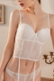 stretch lace mesh garter design sexy bra set(with underwire)_Black_White