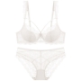 stretch cutout lace sexy bra set(with underwire)_Black_White