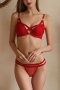 stretch mesh cutout metal decor sexy bra set(with underwire)_Black_White_Red