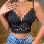 xs-l 5 colors slight stretch lace sling backless sexy bralette(no underwire)_Black