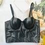 slight stretch leather bra(with underwire,75b 80b 85c 90c available for a\b\c cup)_Black