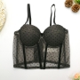 slight stretch mesh polka dots bra(with underwire,75a 80a 85a 90a available for a\b\c cup)_Black