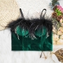 slight stretch velvet feather tassel rhinestone bra(with underwire,75a 80a 85a 90a available for a\b\c cup)_Black_Red_Khaki _Green