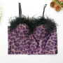 slight stretch leopard feather bra(with underwire,75a 80a 85a 90a available for a\b\c cup)_Black