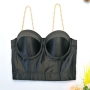 slight stretch chain satin bra(with underwire,75a 80a 85a 90a available for a\b\c cup)_Black