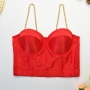 slight stretch chain satin bra(with underwire,75a 80a 85a 90a available for a\b\c cup)_Black_Red