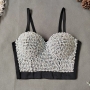 slight stretch pearl rhinestone bra(with underwire,75b 80b 85c 90c available for a\b\c cup)_Black_White_Multicolor