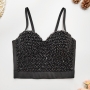 slight stretch pearl rhinestone bra(with underwire,75b 80b 85c 90c available for a\b\c cup)_Black
