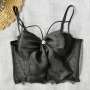 slight stretch mesh bow bra(with underwire,75b 80b 85c 90c available for a\b\c cup)_Black