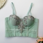 slight stretch mesh rhinestone bra(with underwire,75b 80b 85c 90c available for a\b\c cup)_Black_White_Green