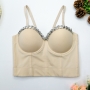 slight stretch chain boned bra vest(with underwire,75b 80b 85c 90c available for a\b\c cup)_Black_White_Red_Beige