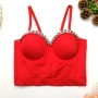slight stretch chain boned bra vest(with underwire,75b 80b 85c 90c available for a\b\c cup)_Black_White_Red